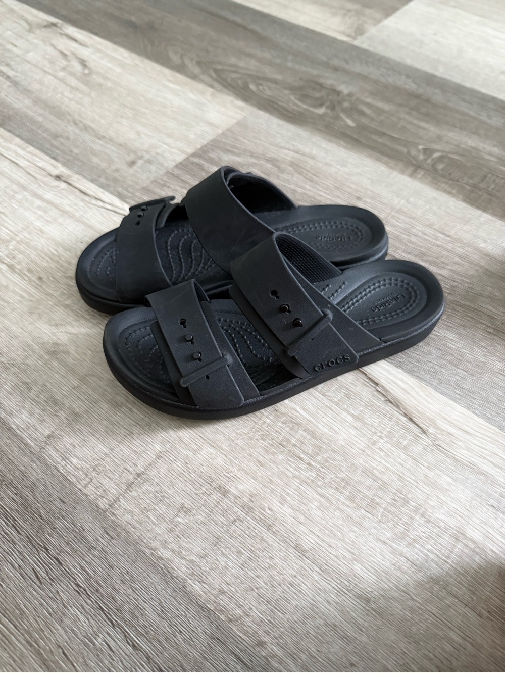CROCS Kids' Black Double-Strap Slide Sandals